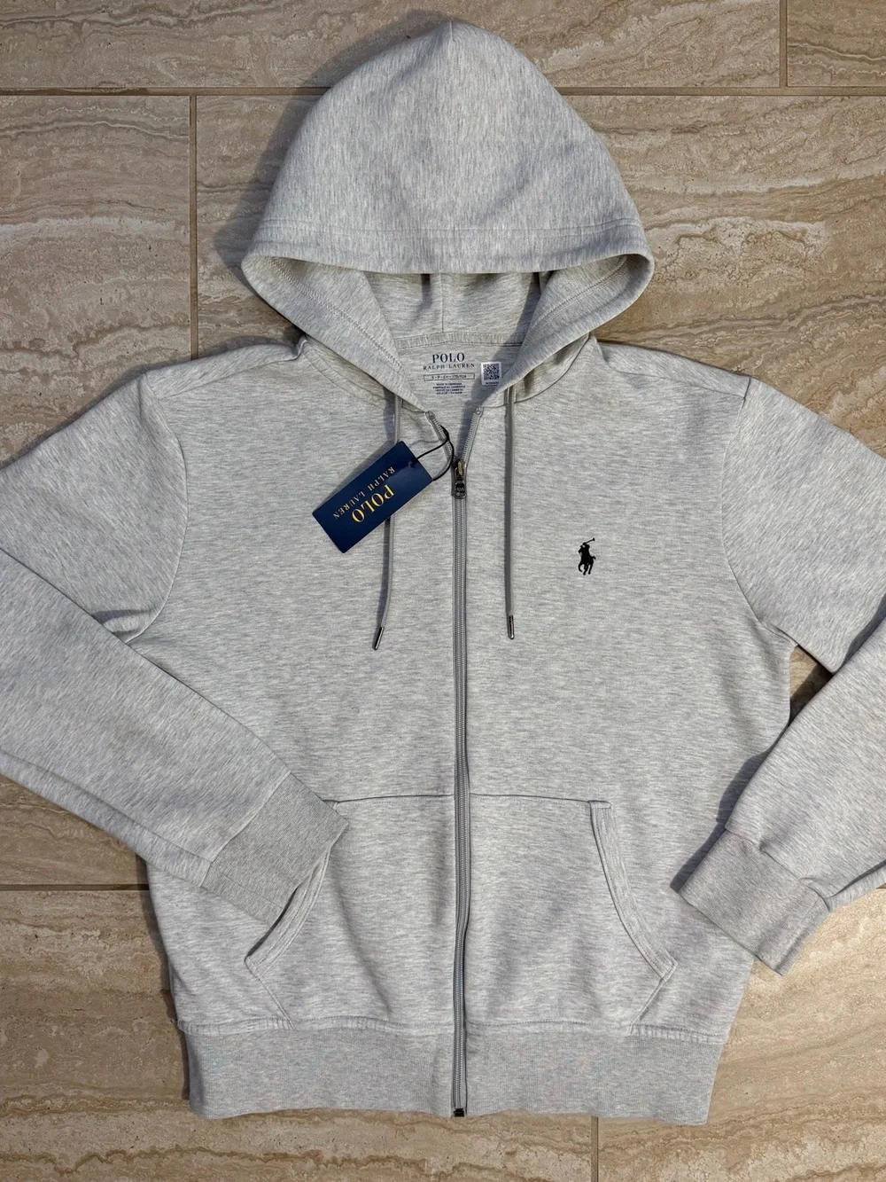 Ralph Lauren Heather Gray Full-Zip Hooded Sweatshirt